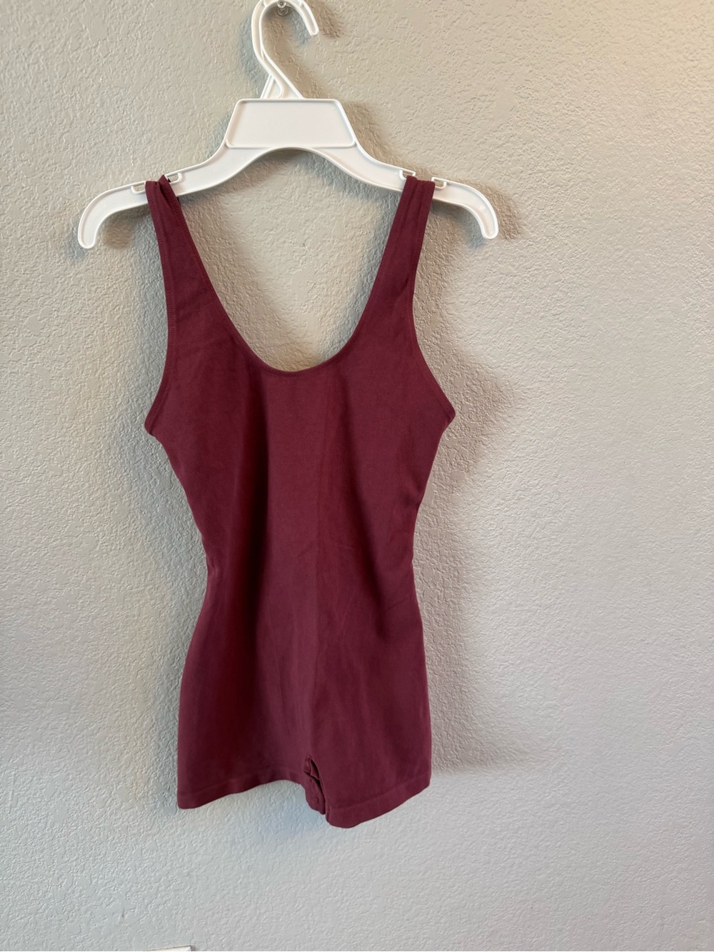 Los Angeles Apparel Cotton Spandex Tank Unitard / Romper - Burgundy / Size M